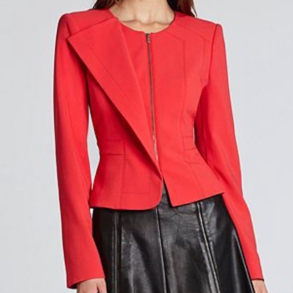 ✨BCBGMaxAzria Edward Peplum Vibrant Poppy Jacket Blazer - Size XXS